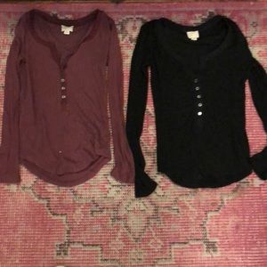 Two for One - Free People Ribbed Long Sleeve Tees